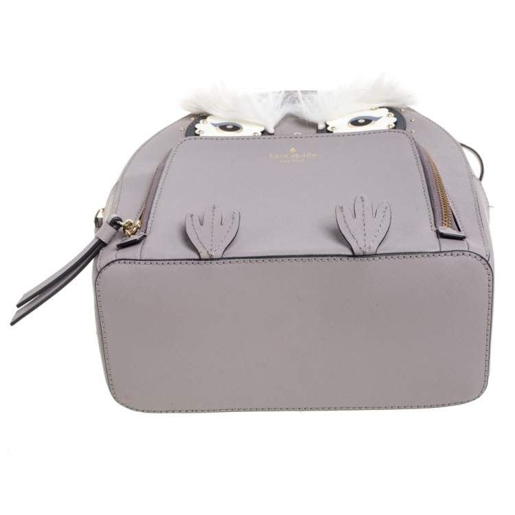Pre Owned Kate Spade Taupe Leather Owl Backpack