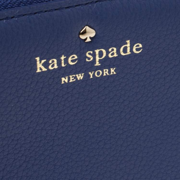 Pre Owned Kate Spade Blue Leather Zip Around Wallet