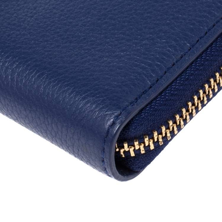 Pre Owned Kate Spade Blue Leather Zip Around Wallet