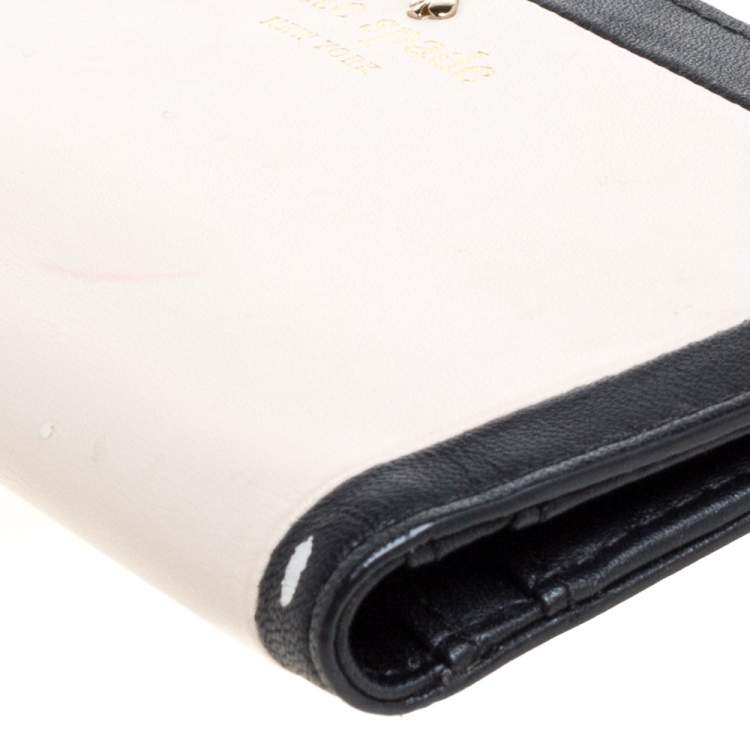 Pre Owned Kate Spade Pink/Black Leather Long Bifold Wallet 