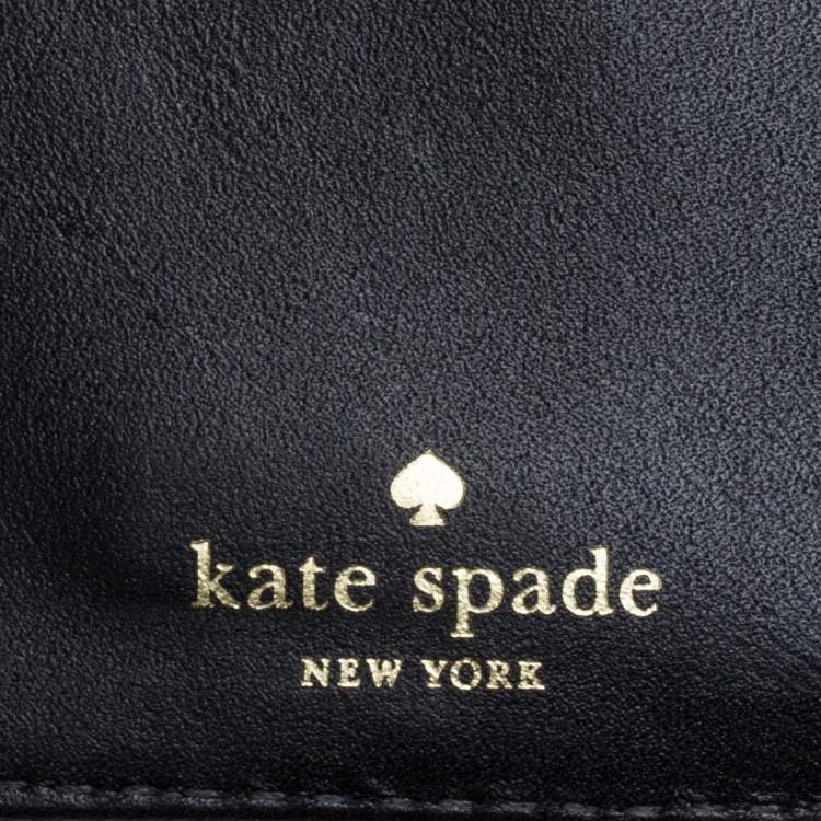 Pre Owned Kate Spade Pink/Black Leather Long Bifold Wallet 