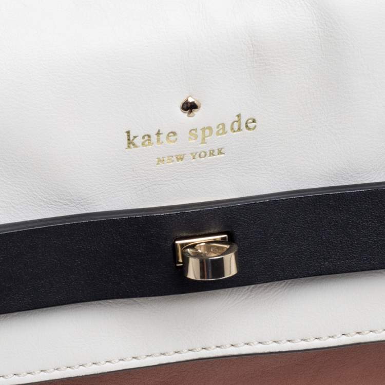 Pre Owned Kate Spade Tri Color Leather Turnlock Buckle Flap Shoulder Bag