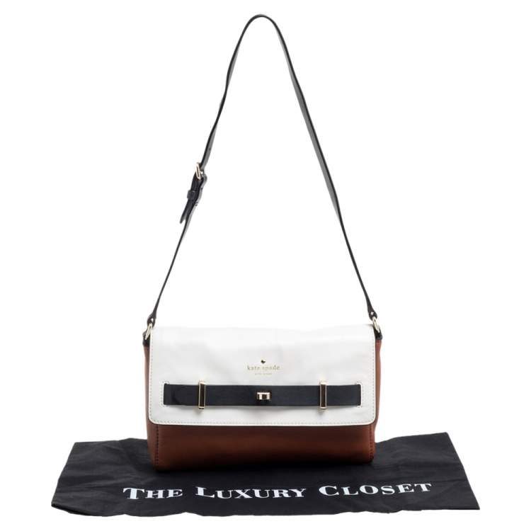 Pre Owned Kate Spade Tri Color Leather Turnlock Buckle Flap Shoulder Bag
