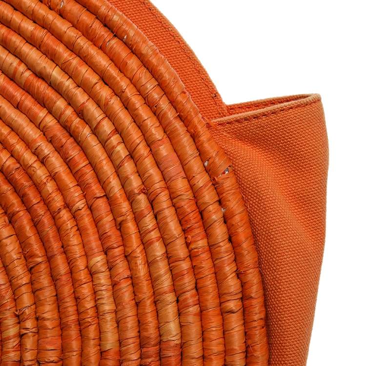 Pre Owned Kate Spade Orange Straw/Canvas and Leather Spice Things Up Shoulder Bag