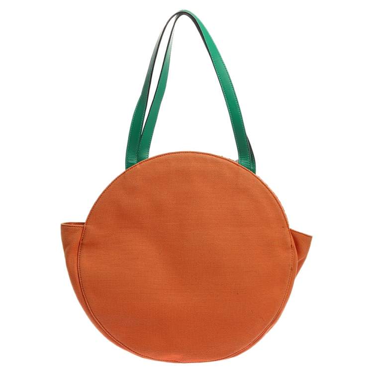 Pre Owned Kate Spade Orange Straw/Canvas and Leather Spice Things Up Shoulder Bag