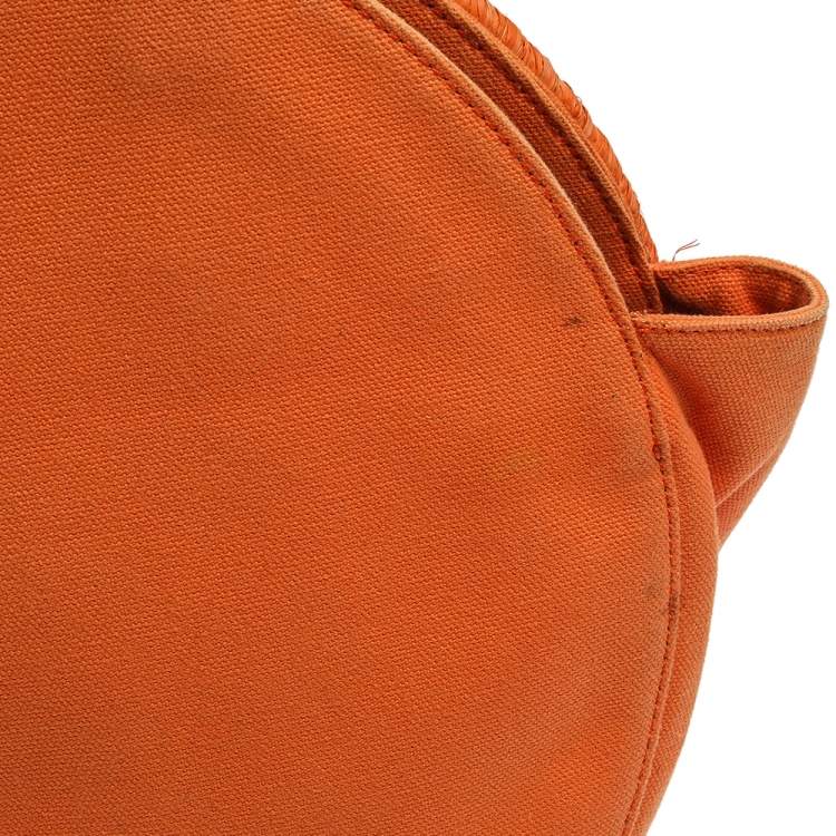 Pre Owned Kate Spade Orange Straw/Canvas and Leather Spice Things Up Shoulder Bag