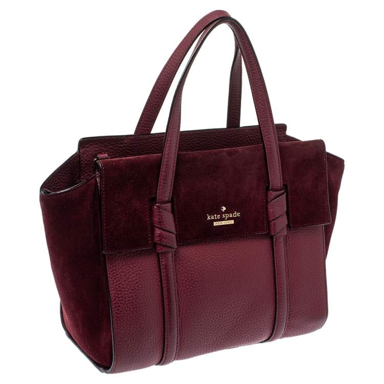 Pre Owned Kate Spade Burgundy Leather and Suede Abigail Tote