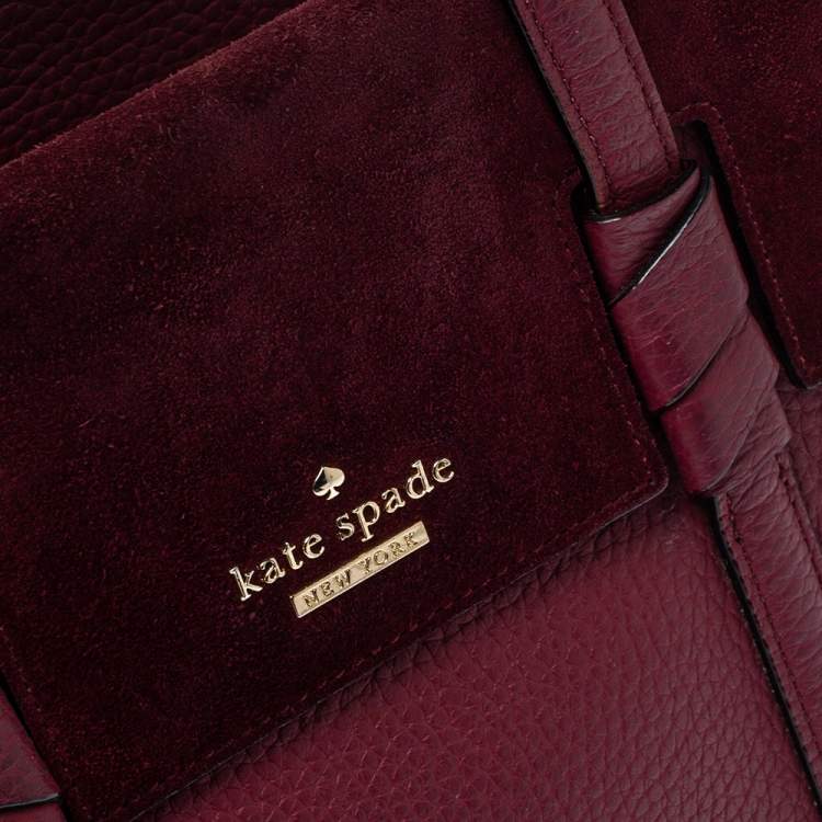 Pre Owned Kate Spade Burgundy Leather and Suede Abigail Tote