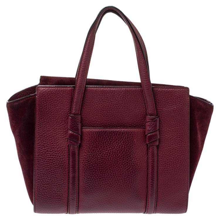 Pre Owned Kate Spade Burgundy Leather and Suede Abigail Tote