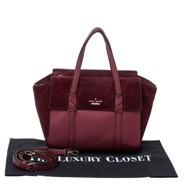 Pre Owned Kate Spade Burgundy Leather and Suede Abigail Tote