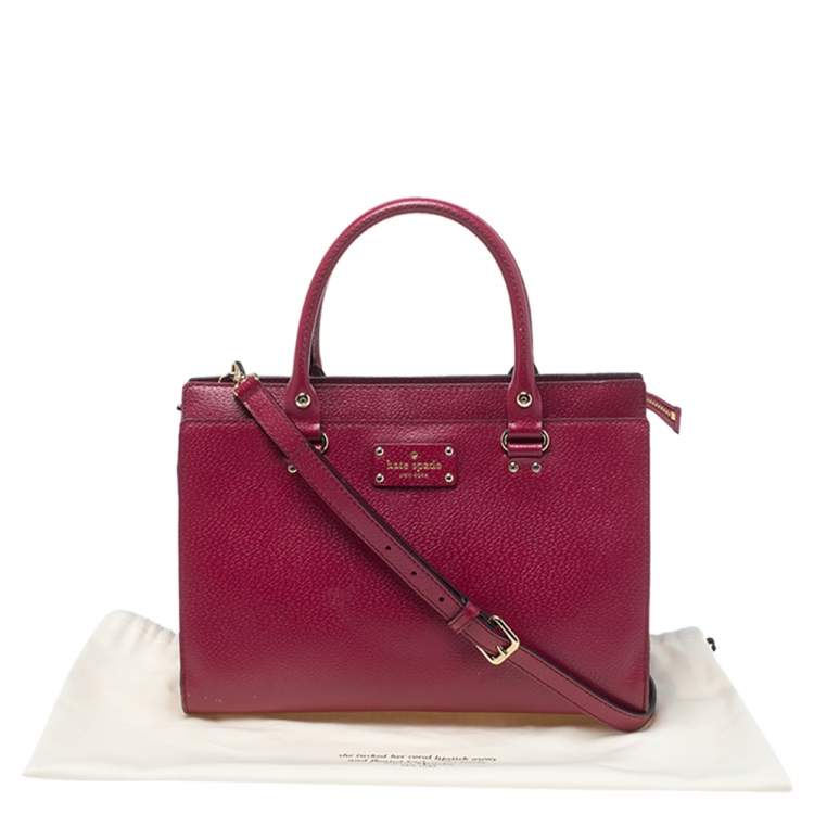 Pre Owned Kate Spade Magenta Leather Wellesley Durham Tote