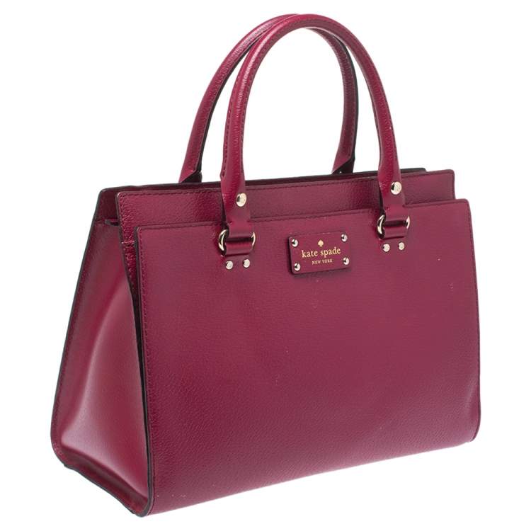 Pre Owned Kate Spade Magenta Leather Wellesley Durham Tote