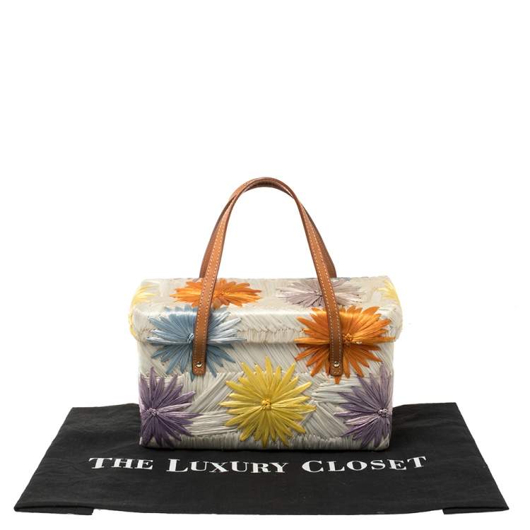مملوكة مسبقًا Kate Spade Multicolor Straw and Raffia Cabo Holiday Basket Bag