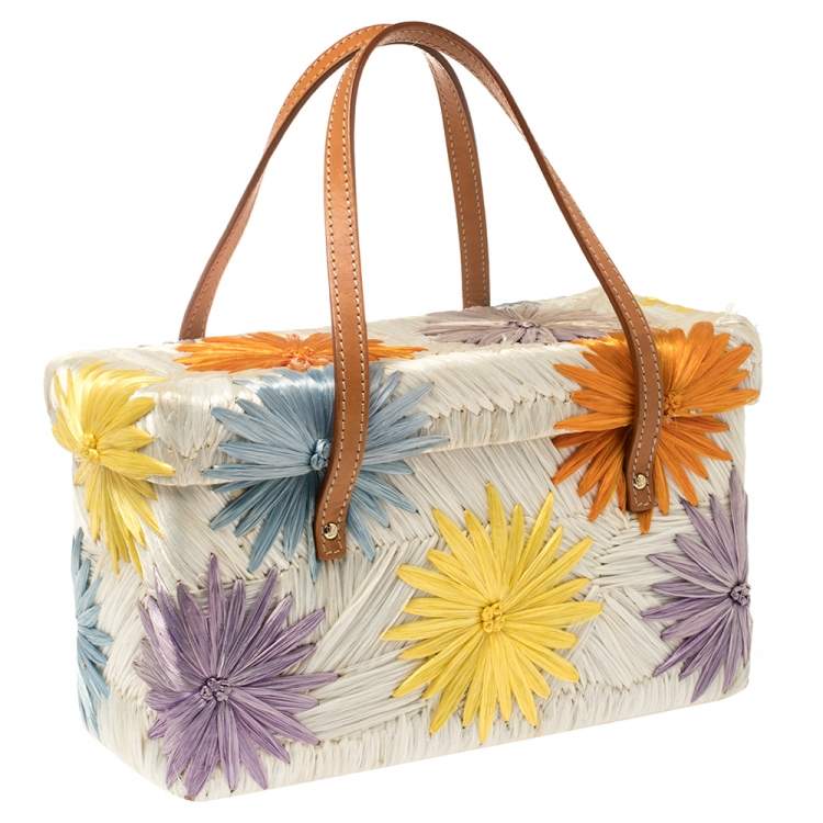 مملوكة مسبقًا Kate Spade Multicolor Straw and Raffia Cabo Holiday Basket Bag