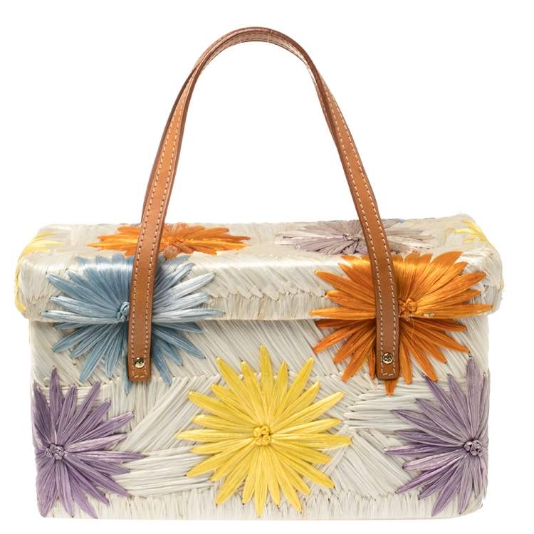 مملوكة مسبقًا Kate Spade Multicolor Straw and Raffia Cabo Holiday Basket Bag