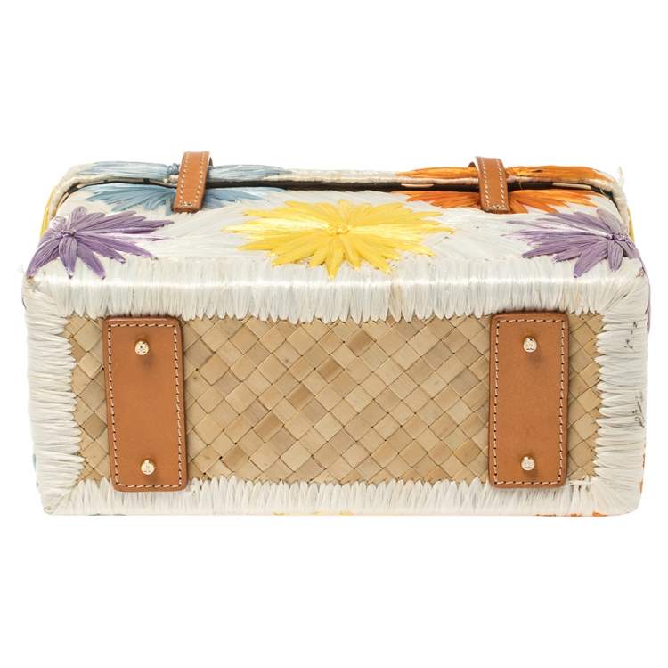 مملوكة مسبقًا Kate Spade Multicolor Straw and Raffia Cabo Holiday Basket Bag
