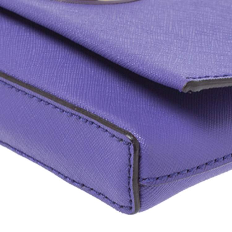 Pre Owned Kate Spade Purple Leather Astor Court Flap Crossbody Bag
