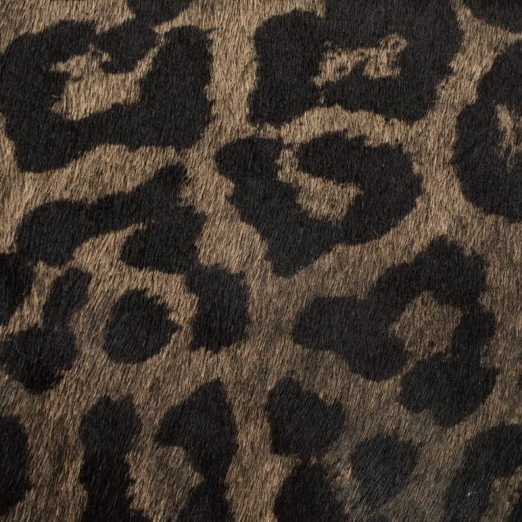 Pre Owned Kate Spade Brown Leopard Print Calfhair Paws Off Box Chain Clutch