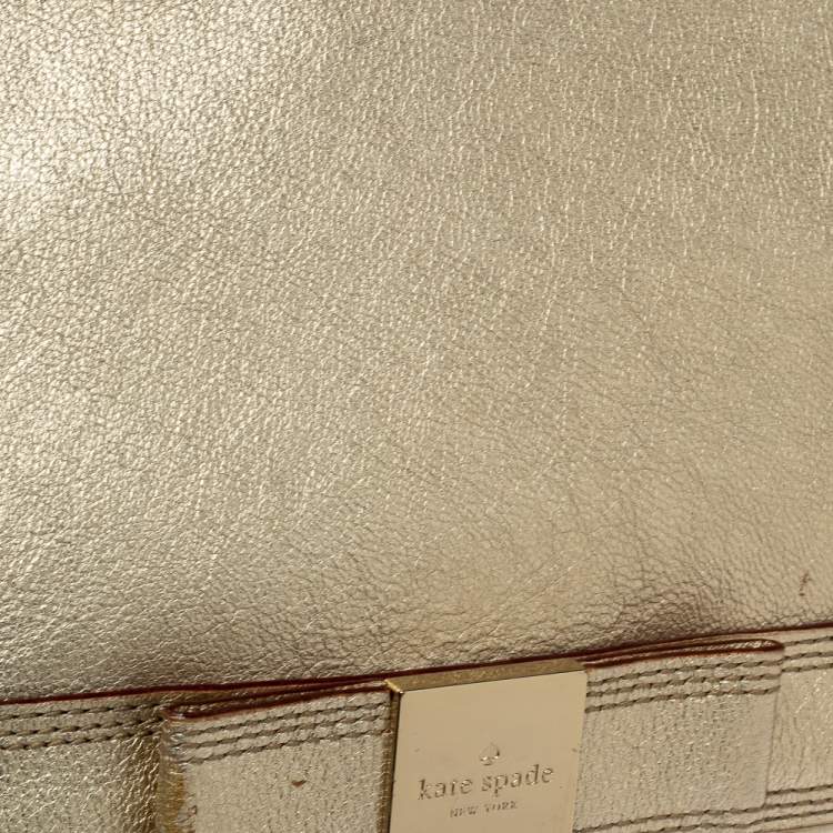 Pre Owned Kate Spade Gold Leather Flap Shoulder Bag