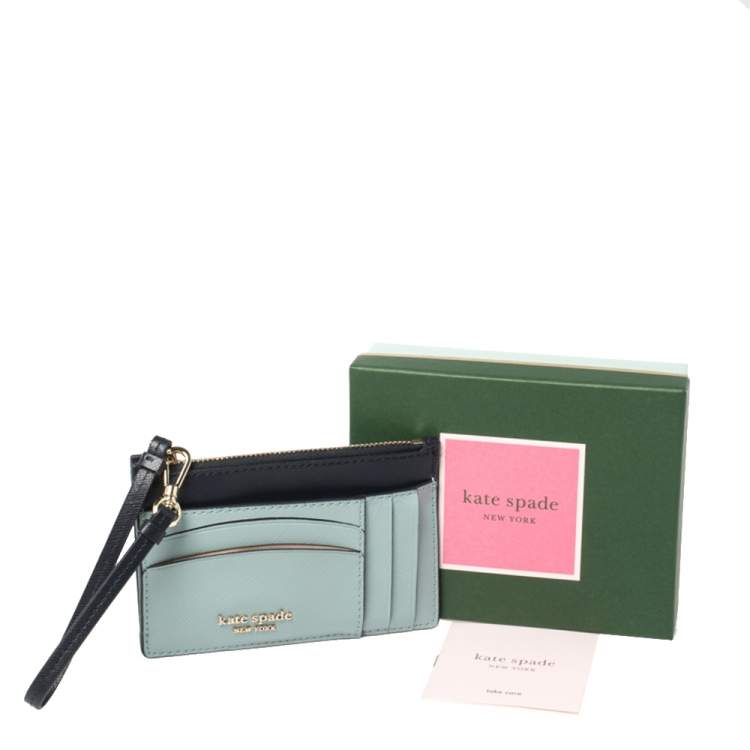 Pre Owned Kate Spade Two Tone Blue Leather Spencer Wrislet Cardholder 