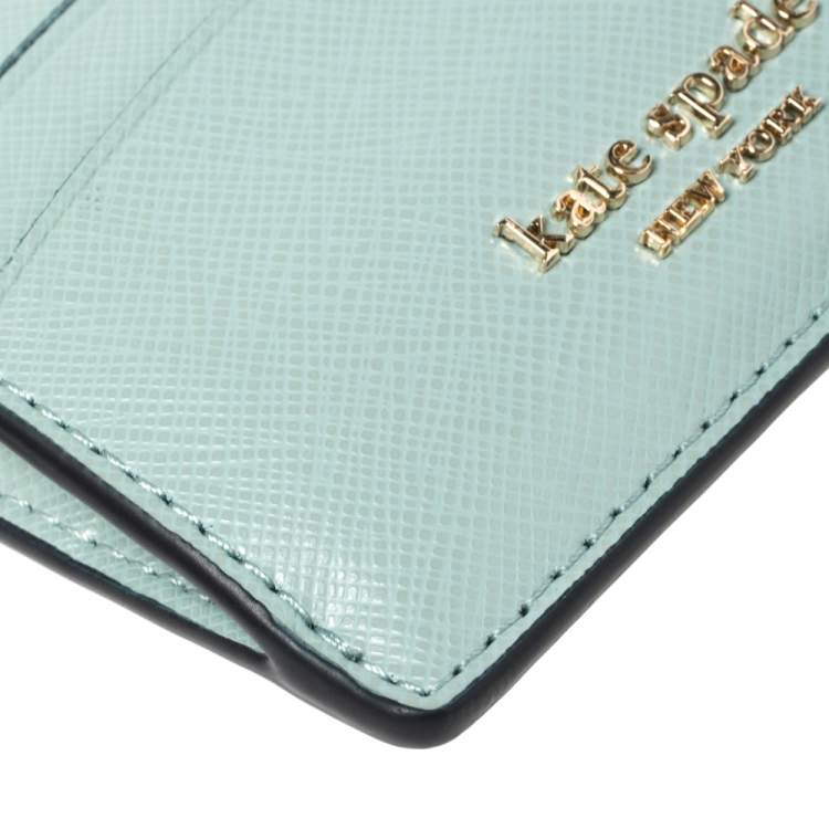 Pre Owned Kate Spade Two Tone Blue Leather Spencer Wrislet Cardholder 