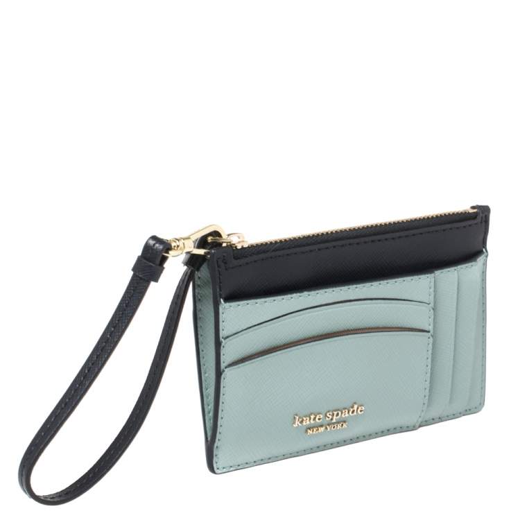 Pre Owned Kate Spade Two Tone Blue Leather Spencer Wrislet Cardholder 
