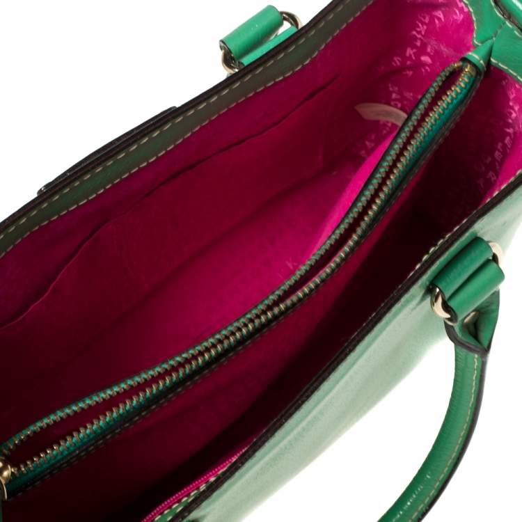 Pre Owned Kate Spade Green Leather Wellesley Quinn Tote 