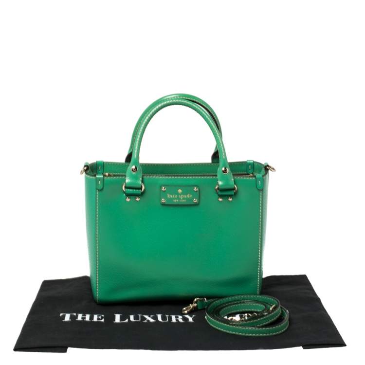 Pre Owned Kate Spade Green Leather Wellesley Quinn Tote 