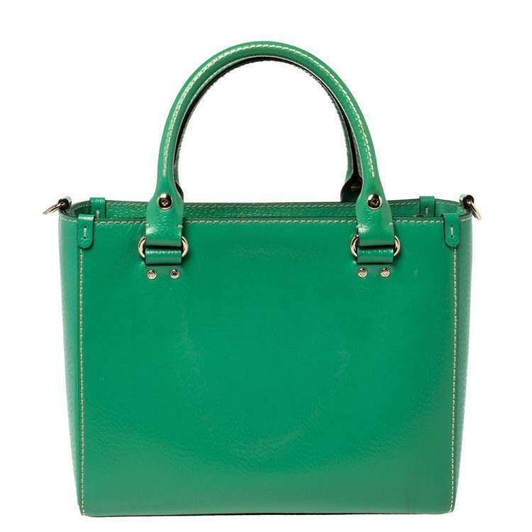 Pre Owned Kate Spade Green Leather Wellesley Quinn Tote 