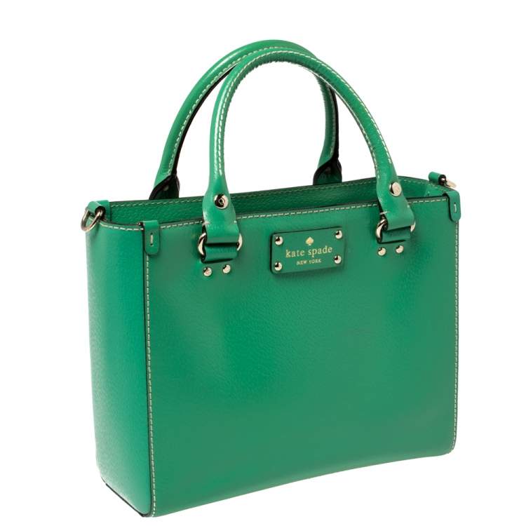 Pre Owned Kate Spade Green Leather Wellesley Quinn Tote 