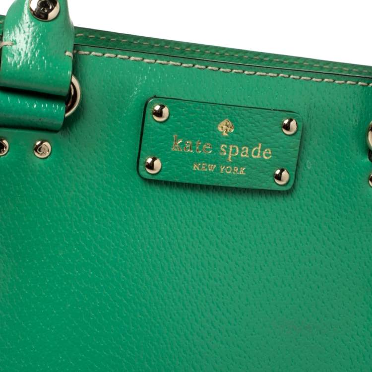 Pre Owned Kate Spade Green Leather Wellesley Quinn Tote 