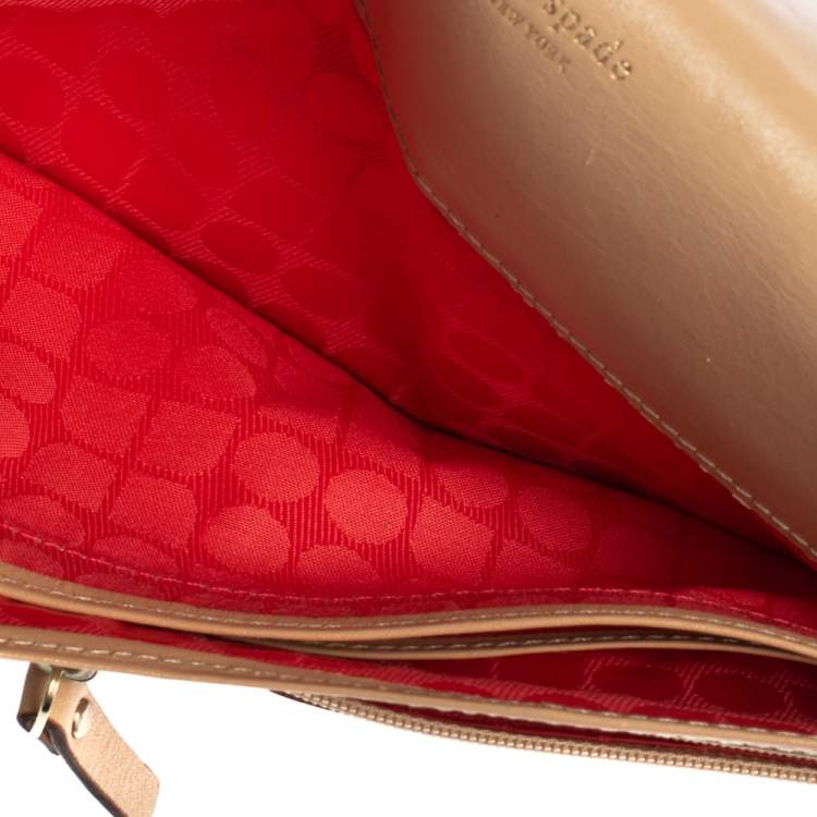 Pre Owned Kate Spade Gold Shimmer Leather Flap Clutch