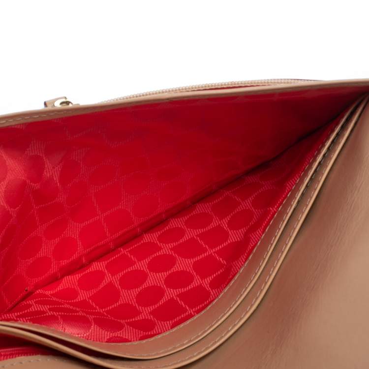 Pre Owned Kate Spade Gold Shimmer Leather Flap Clutch