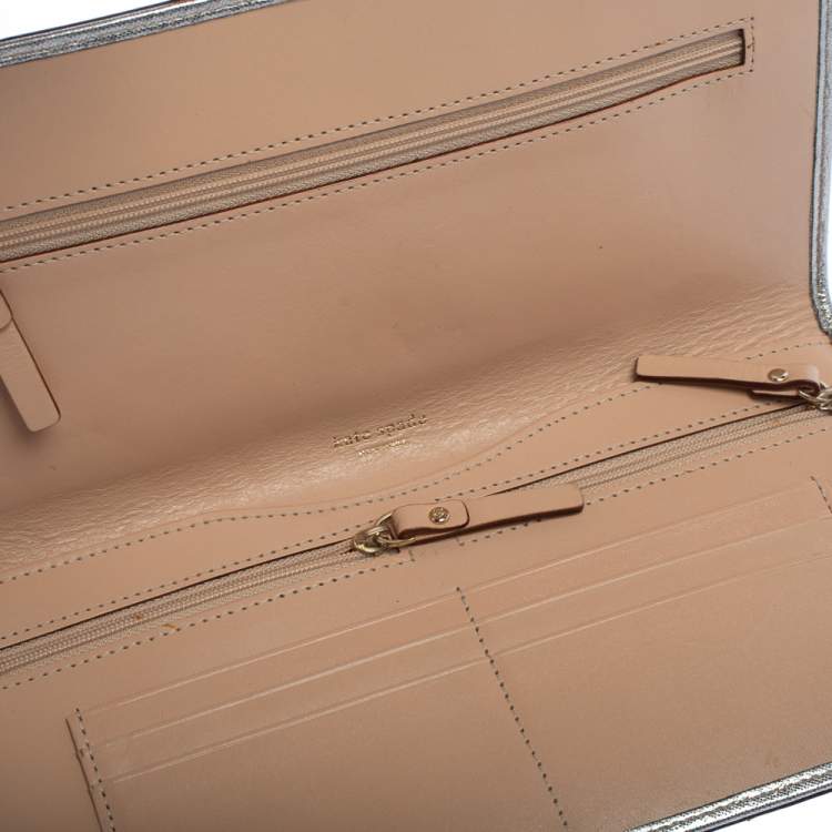Pre Owned Kate Spade Gold Shimmer Leather Flap Clutch