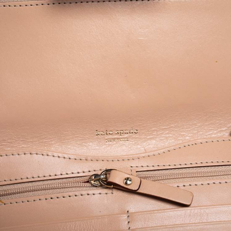Pre Owned Kate Spade Gold Shimmer Leather Flap Clutch