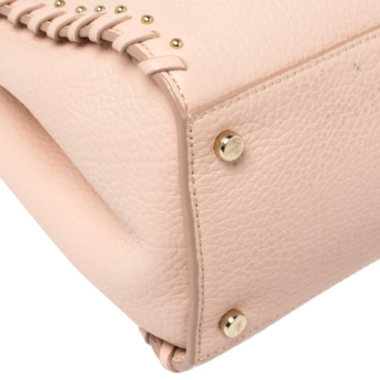 Pre Owned Kate Spade Pink Leather Small Larissa Floral Whipstitch Satchel