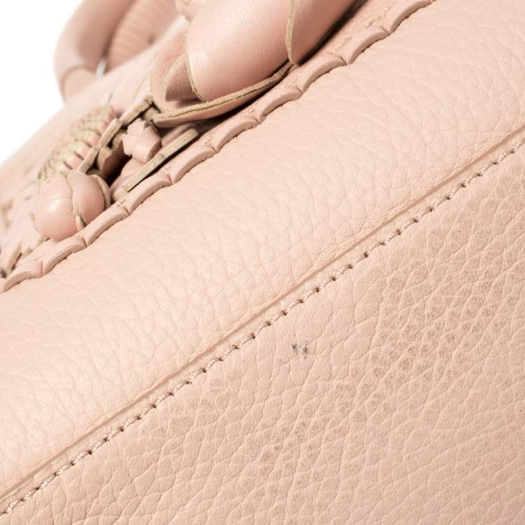 Pre Owned Kate Spade Pink Leather Small Larissa Floral Whipstitch Satchel