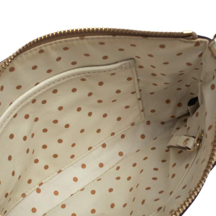 Pre Owned Kate Spade Gold Leather Top Zip Crossbody Bag