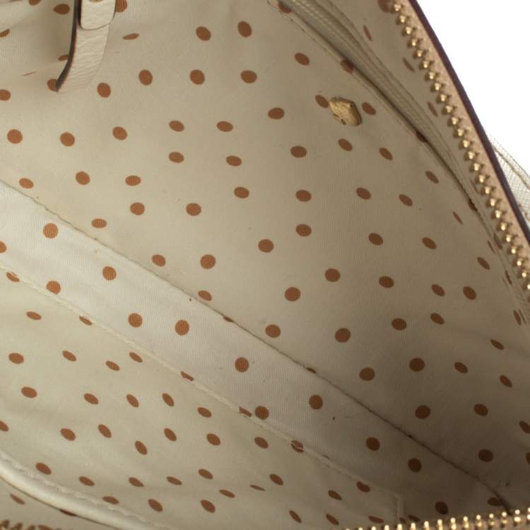 Pre Owned Kate Spade Gold Leather Top Zip Crossbody Bag