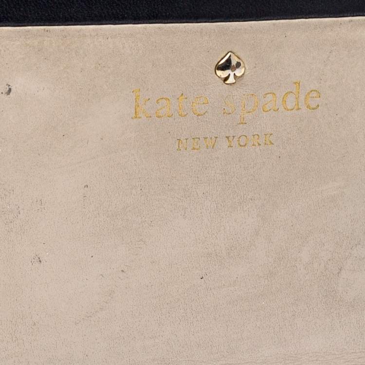 Pre Owned Kate Spade Beige/Black Leather Long Wallet