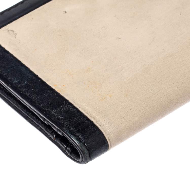 Pre Owned Kate Spade Beige/Black Leather Long Wallet