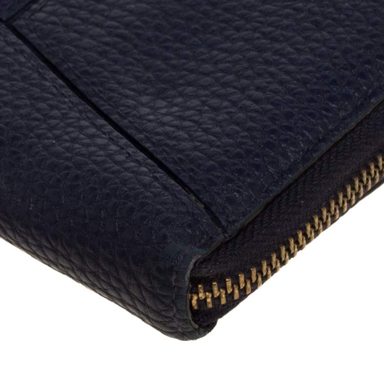 Pre Owned Kate Spade Navy Blue Leather Zip Around Wallet