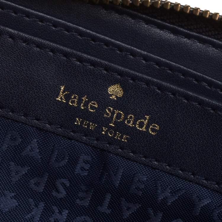 Pre Owned Kate Spade Navy Blue Leather Zip Around Wallet