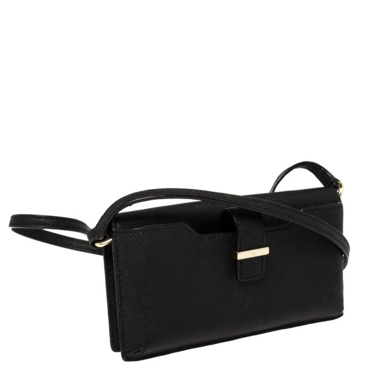 Pre Owned Kate Spade Black Leather Crossbody iPhone Case 