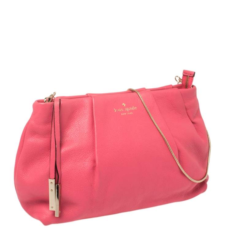 Pre Owned Kate Spade Pink Leather Chain Clutch 