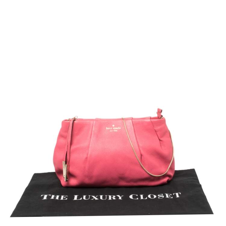 Pre Owned Kate Spade Pink Leather Chain Clutch 