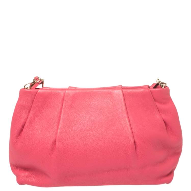 Pre Owned Kate Spade Pink Leather Chain Clutch 