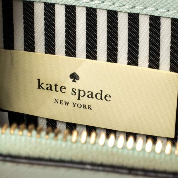 Pre Owned Kate Spade Mint Green Leather Zip Around Compact Wallet