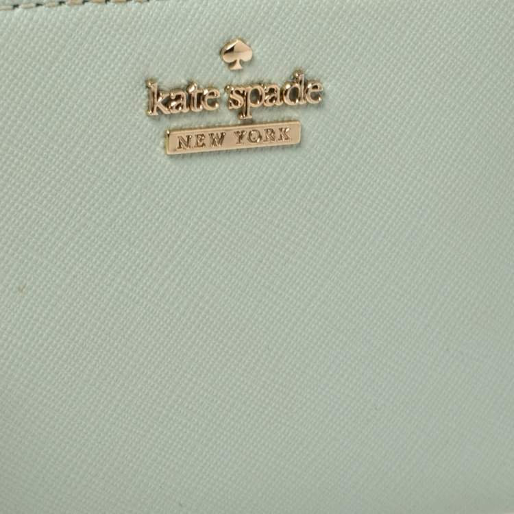 Pre Owned Kate Spade Mint Green Leather Zip Around Compact Wallet