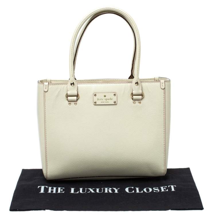 Pre Owned Kate Spade Ivory Leather Wellesley Quinn Tote